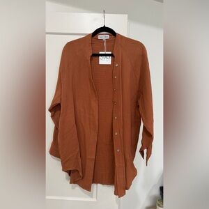 Women's Button Down Shirt - Rust